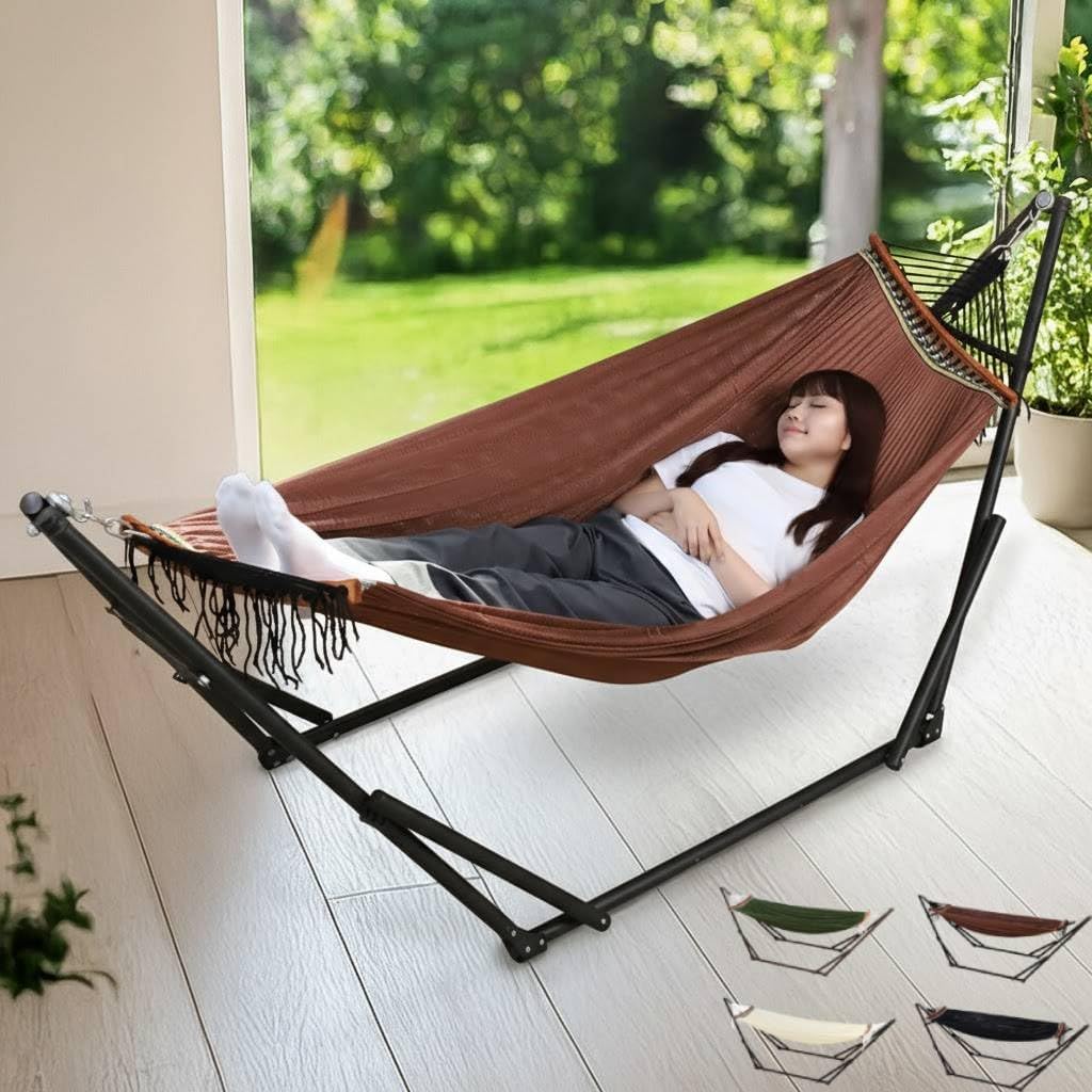 自立式ハンモック ブラウン（フレーム：ブラック）)